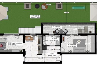 Apartament 2 camere parter curte  zona Grigorescu 72 mp - 1