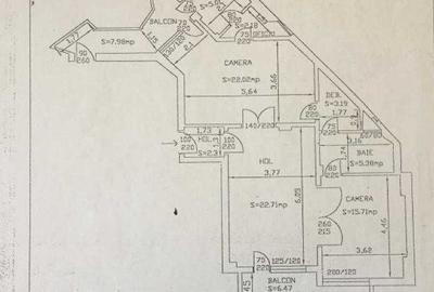 Apartament cu 3 camere + o camera de serviciu - 97,54 mp - Cismigiu - 14