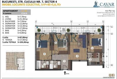 Apartament cu 4 camere în Brâncoveanu