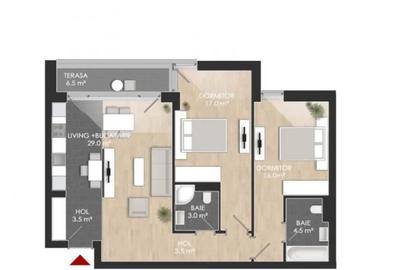 Apartament cu 3 camere în Străulești
