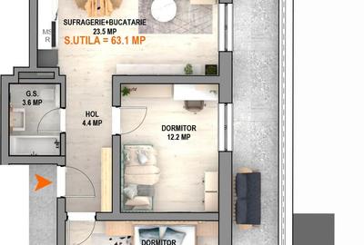 Penthouse cu 3 camere decomandat în Vest - 5