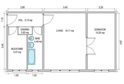Apartament cu 2 camere nedecomandat în Șagului
