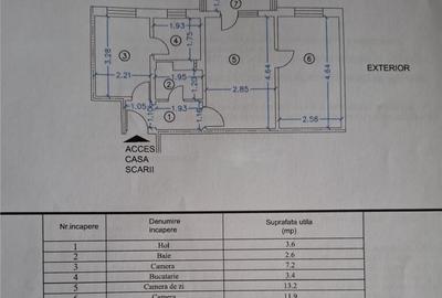 Apartament 3 camere semidecomandat - etajul 2 - 12