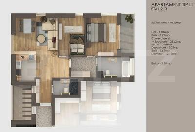 Apartament cu 3 camere decomandat în Tractorul - 4