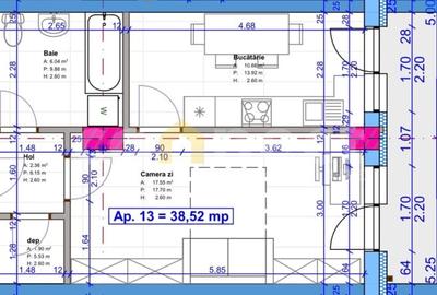 Apartament 1 Camera, balcon - SU 38,52 mp– Terra, Floresti - 1