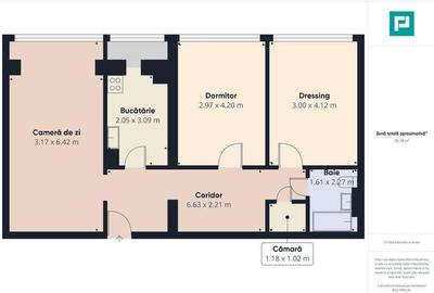 Apartament cu 3 camere, etaj intermediar - 18