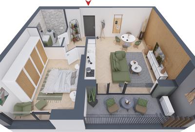 Apartament 2 camere | Nord One – zonă aerisită, legături bune de transport - 2