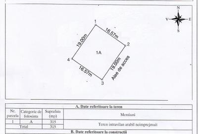 Teren Construcții intravilan de 315 mp, în Viile Noi