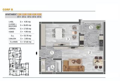 Brancoveanu Postalionului 2 camere bloc nou - 5