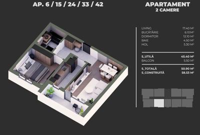 Apartament cu 2 camere decomandat în Berceni - 2