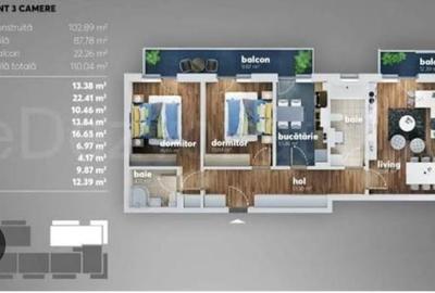 Apartament cu 3 camere decomandat în Sud - 5