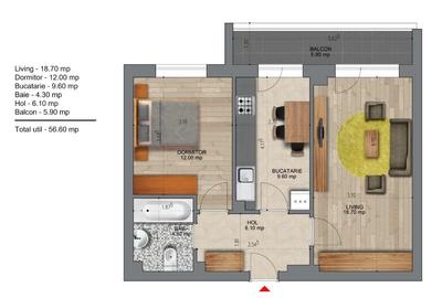 Apartament 2 camere decomandat l 56.60 mp l 450m Metrou Berceni - 8