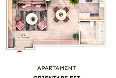 Apartament 1 camera, 37 mp, balcon, parcare subterana - 2