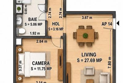 Apartament cu 3 camere decomandat în Central - 1