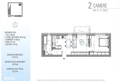 Apartament cu 2 camere în Tunari - 7