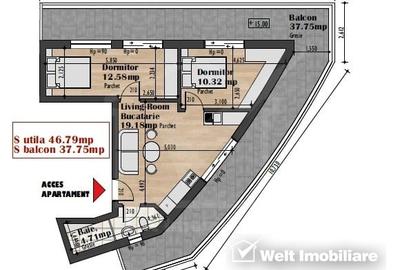 Apartament 2 camere, semifinisat, terasa, parcare, Iris