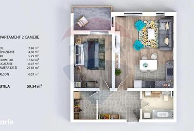 Apartament cu 2 camere semidecomandat în Sânpetru - 1