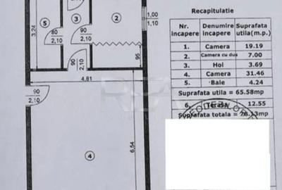 Apartament cu 3 camere semidecomandat în Centrul Civic - 3