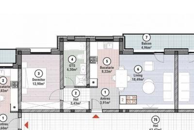 Apartament cu 2 camere decomandat în Moșnița Nouă - 2