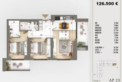Apartament 3 camere, aproape de parc și centre comerciale - 2