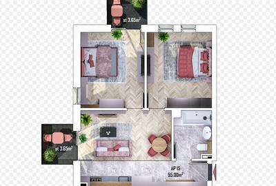 Apartament de vanzare cu 3 camere in ansamblu rezidential