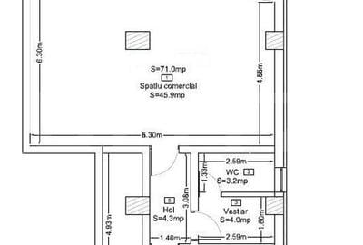 Spațiu comercial, de 71 mp, în Central - 1