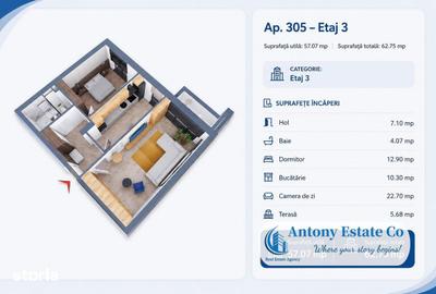 Apartament cu 2 camere decomandat în Oșorhei - 5