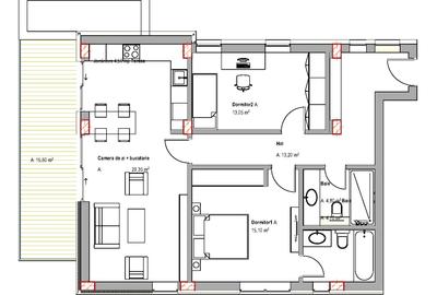 Apartament 3 Camere Etaj 1 cu Terasa