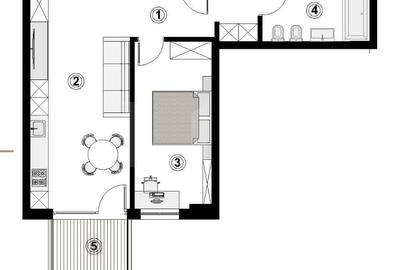 Apartament 2 camere, 54 mp, intermediar, Sopor - 2
