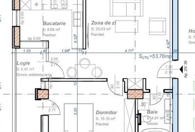 Apartament cu 2 camere, semidecomandat, 53 mp utili, logie 6 Apartament cu 2 camere, semidecomandat, 53 mp utili, logie 6 - 1