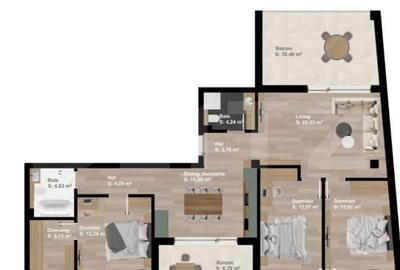 Apartament cu 4 camere semidecomandat în Central - 1