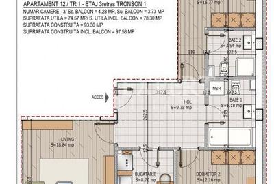 Apartament cu 3 camere în Titan