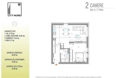 Apartament cu 2 camere semidecomandat în Nord - 6