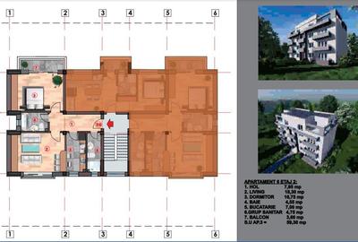 Vanzare apartament 2 camere,  Nicolae Grigorescu, bloc 2025 in constructie,  eta - 6