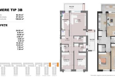 Apartament 3 Camere TIP B in Complex Doi Cocosi Residence - 2