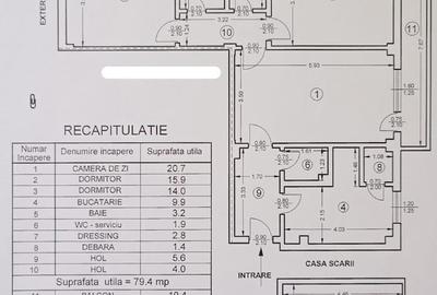 Apartament cu 3 camere, 2 balcoane, 2 bai, boxa subsol -90 mp- Central - 1