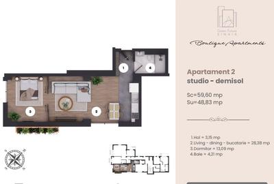 Apartament de 2 camere//Demisol - Centrul Orasului Snaia - 1