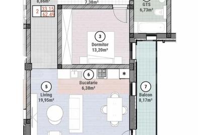 Apartament cu 2 camere semidecomandat în Moșnița Nouă - 1