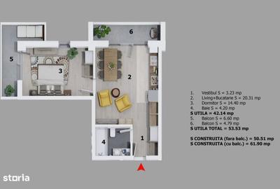 Apartament cu 2 camere în Odăile - 2
