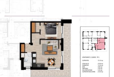 Apartament cu 2 camere semidecomandat în Bucium - 12