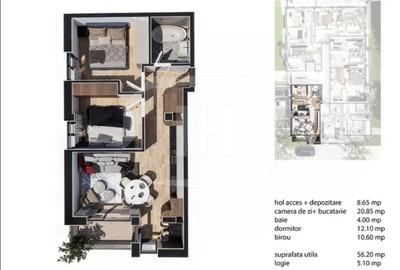 Apartament cu 3 camere semidecomandat în Baciu - 1