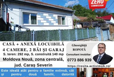 MOLDOVA NOUA, zona centrala, Casa 4 camere, 2 bai si garaj - 1