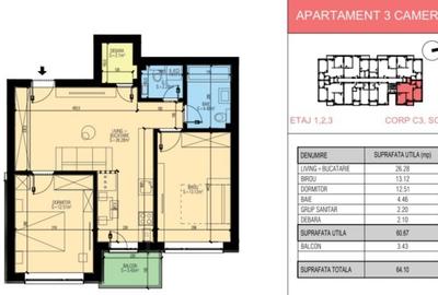 Apartament cu 3 camere semidecomandat în Est - 2