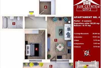 Apartament cu 2 camere decomandat în Sânpetru - 10