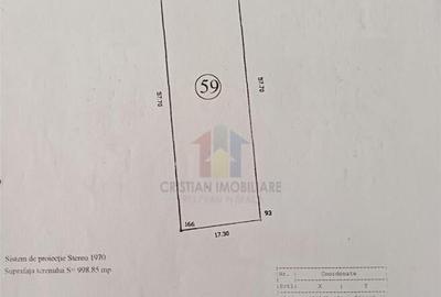 Teren 998 mp, deschidere 57,7 m, pret 95 euro/mp zona Rezide - 9