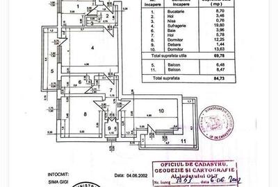 Apartament cu 3 camere semidecomandat în Central