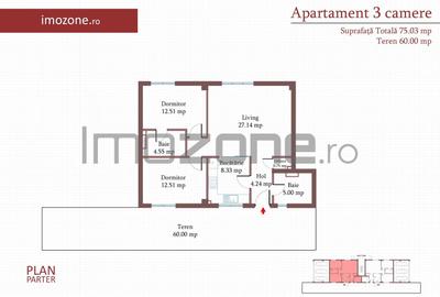 3 camere, CURTE 67 mp si 2 PARCARI proprii, 75 MP, FINISAT MODERN,  COMISION 0% - 8