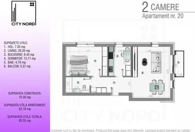 CITY NORD - 65 mp utili - etaj 1/2 - Pereti Caramida - 6