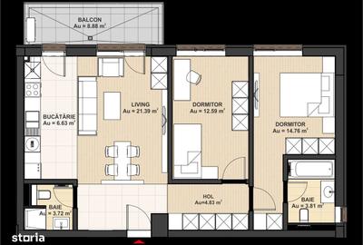 Apartament cu 3 camere în Central