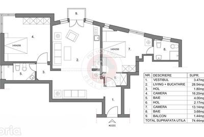 Apartament cu 3 camere decomandat în Romană